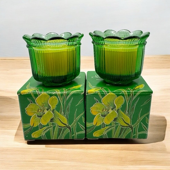 Avon Other - Vintage 1984 Avon Summer Lights Indoor Outdoor Candle Green‎ Floral Set of 2